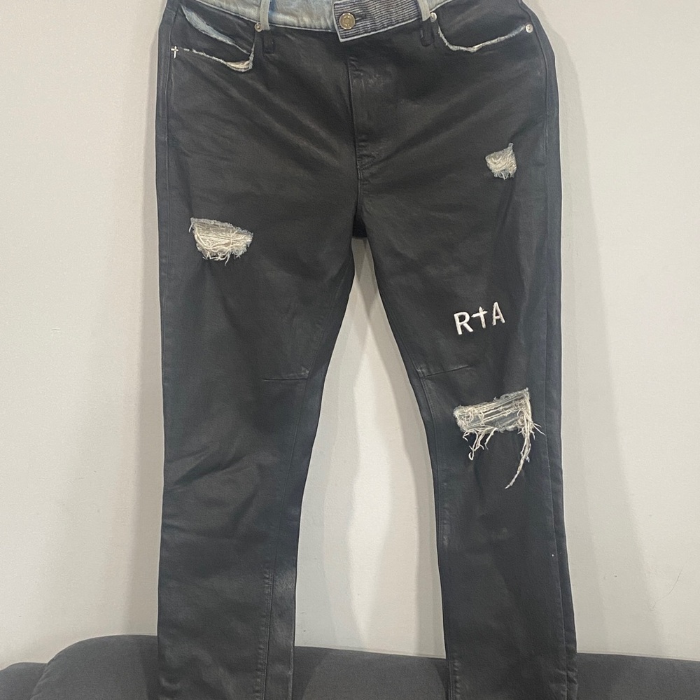 RtA Black Distressed Skinny Jeans for Men